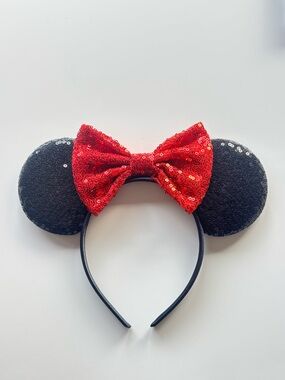 Disney Sequin Minnie Mouse Ears - One Size: Red Black
